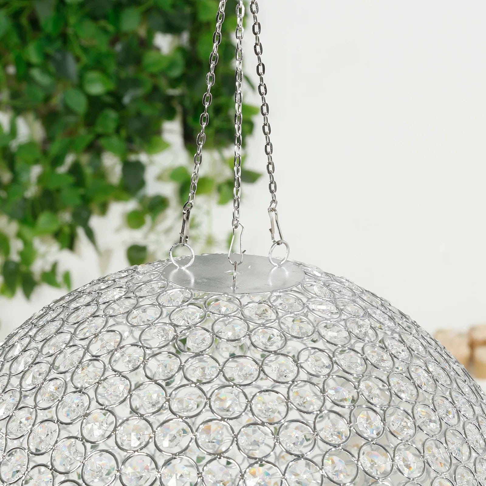 16 in Hanging Crystal Beaded Ball Chandelier with Metal Hook and Chain