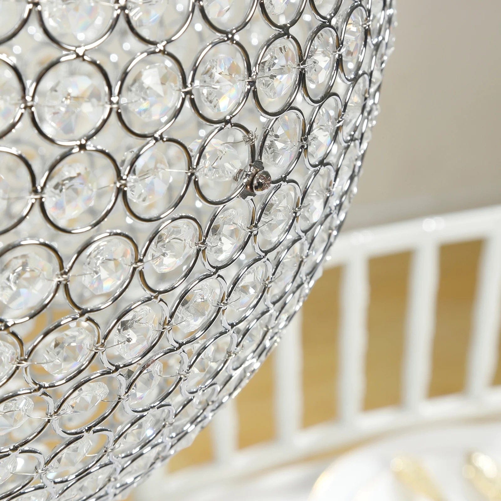 16 in Hanging Crystal Beaded Ball Chandelier with Metal Hook and Chain