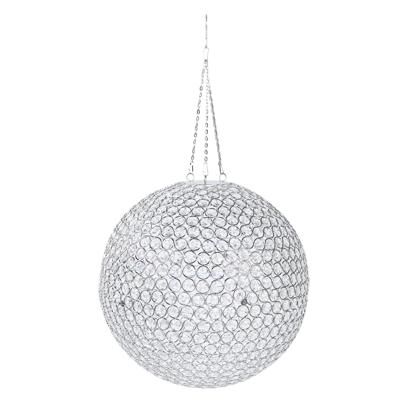 16 in Hanging Crystal Beaded Ball Chandelier with Metal Hook and Chain