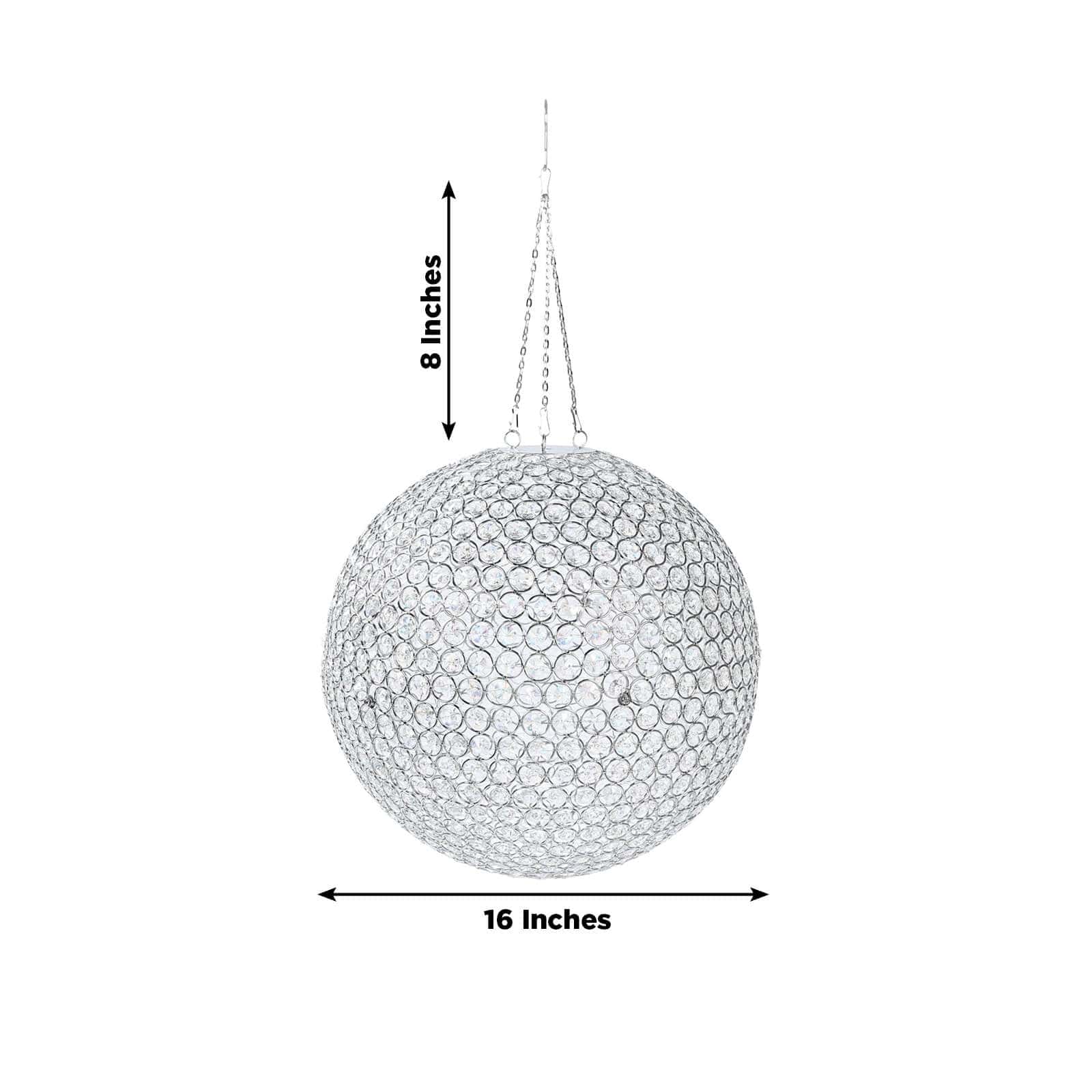 16 in Hanging Crystal Beaded Ball Chandelier with Metal Hook and Chain