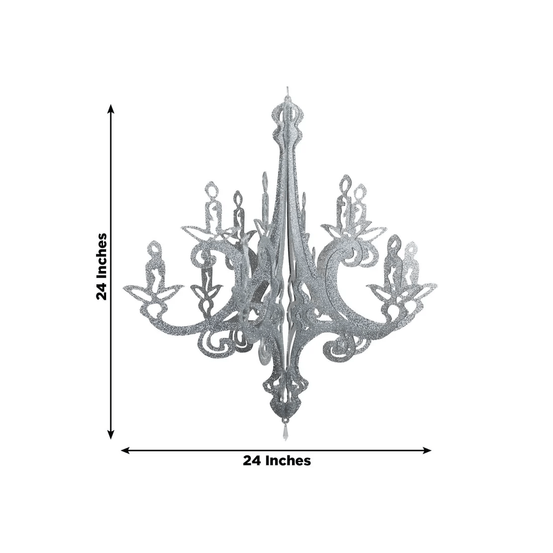 24 in 3D Interlocking Cutout Design Glittered Acrylic Chandelier Hanging Decor