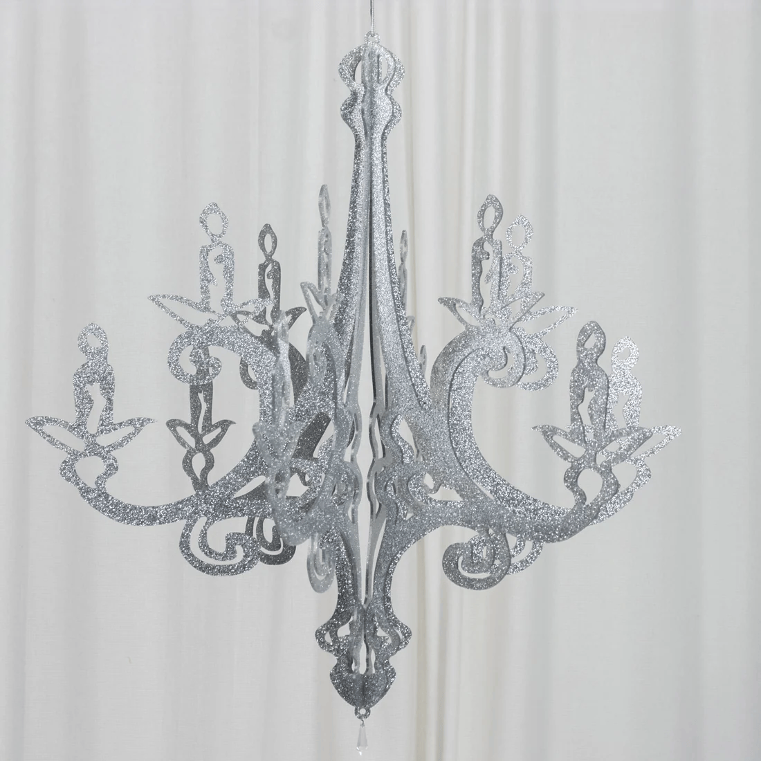24 in 3D Interlocking Cutout Design Glittered Acrylic Chandelier Hanging Decor