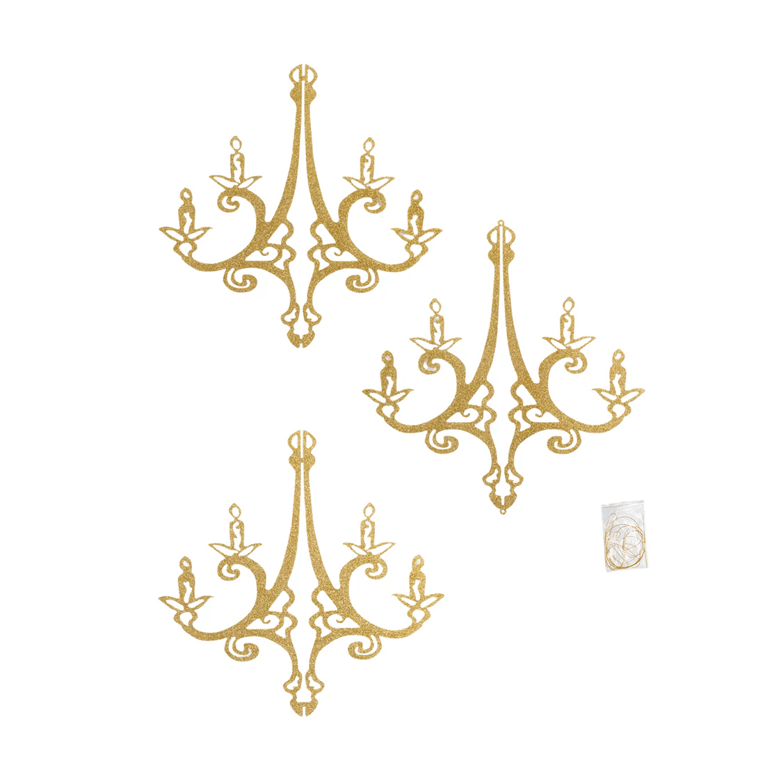 24 in 3D Interlocking Cutout Design Glittered Acrylic Chandelier Hanging Decor