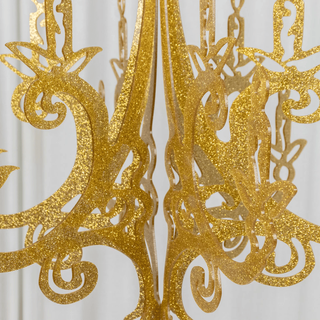 24 in 3D Interlocking Cutout Design Glittered Acrylic Chandelier Hanging Decor