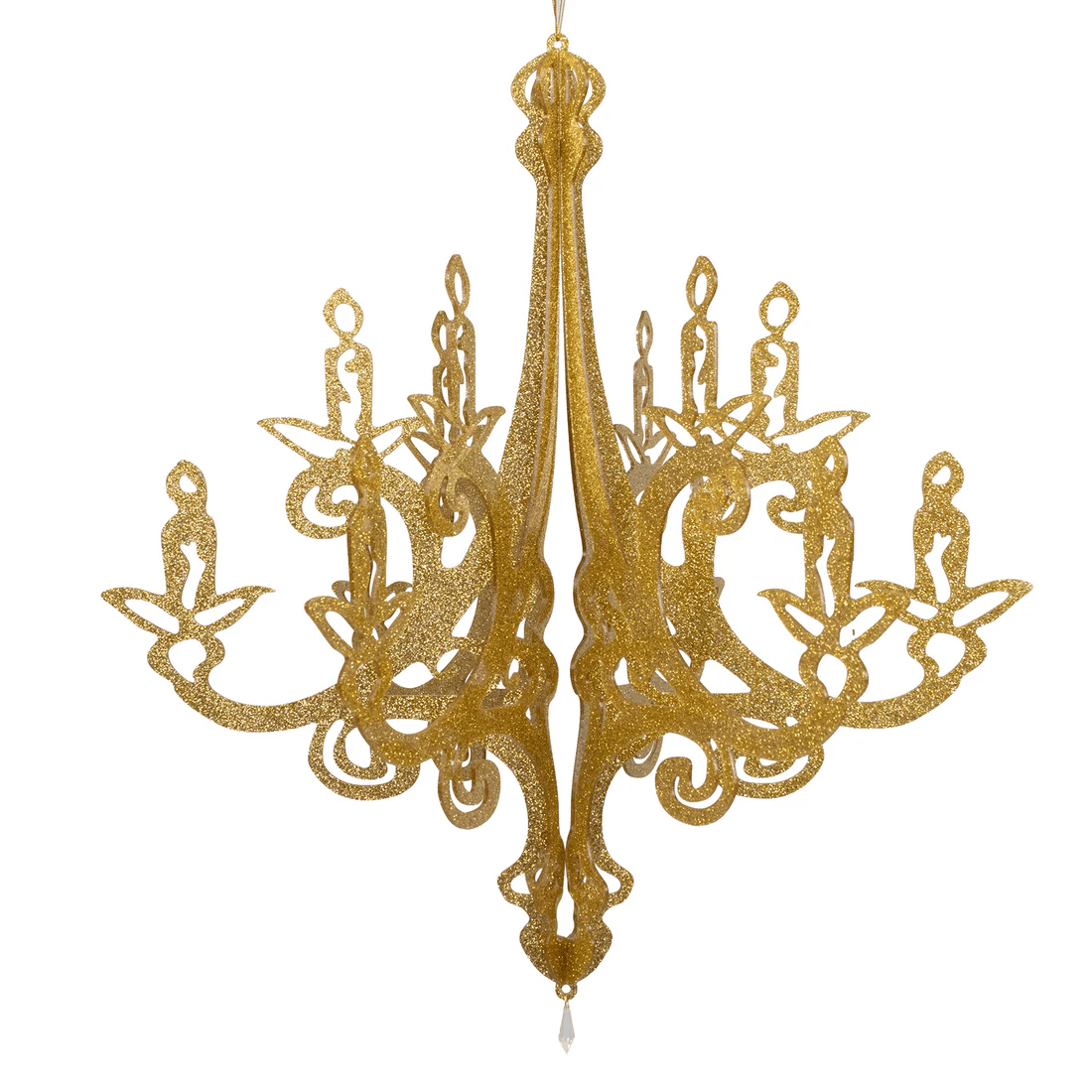 24 in 3D Interlocking Cutout Design Glittered Acrylic Chandelier Hanging Decor