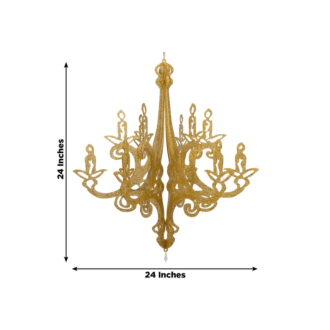 24 in 3D Interlocking Cutout Design Glittered Acrylic Chandelier Hanging Decor