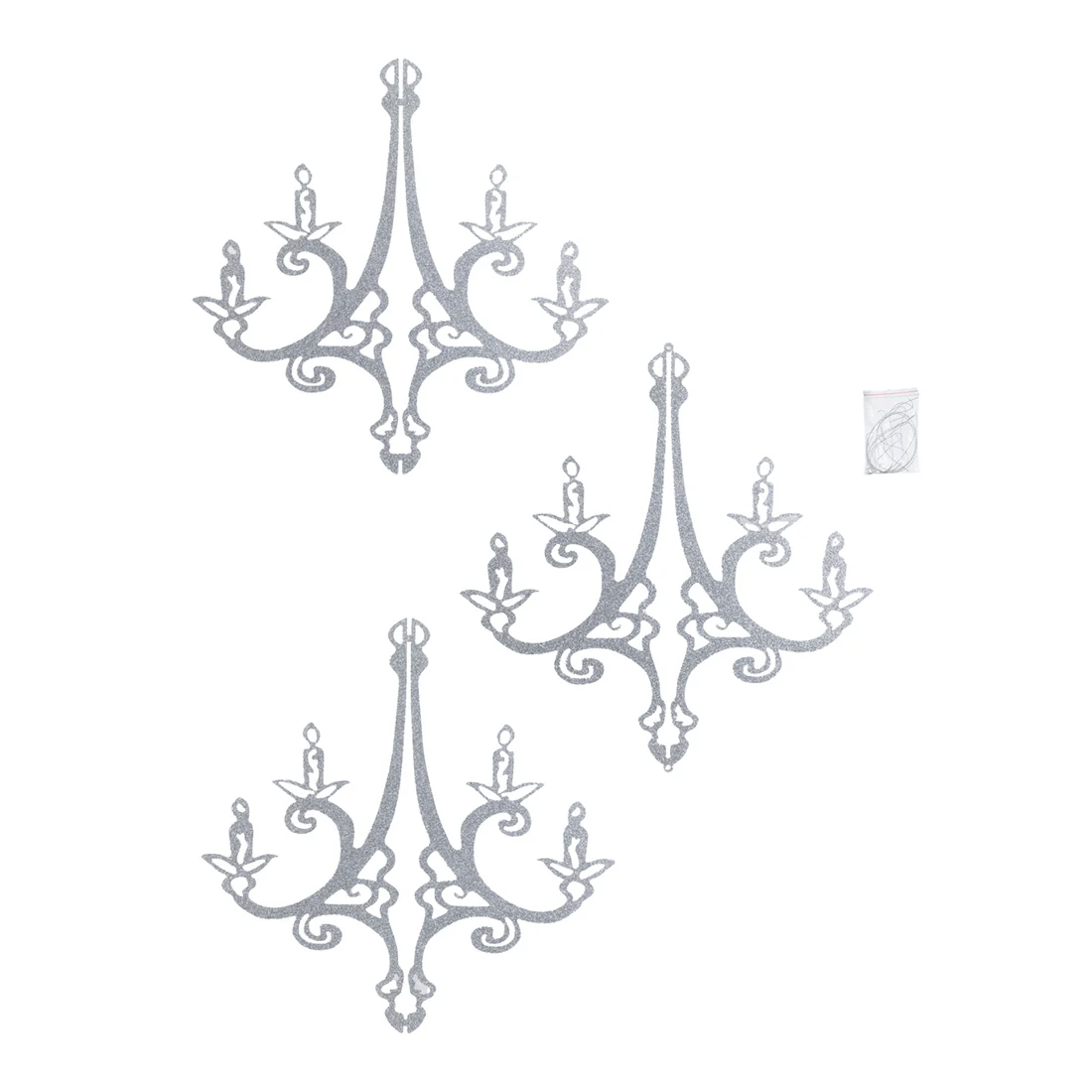 24 in 3D Interlocking Cutout Design Glittered Acrylic Chandelier Hanging Decor