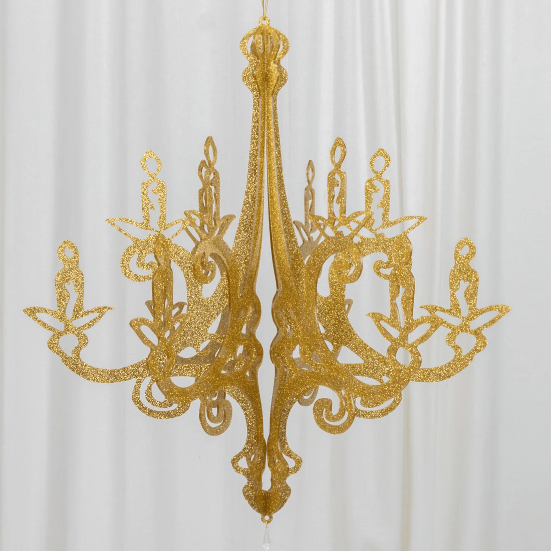 24 in 3D Interlocking Cutout Design Glittered Acrylic Chandelier Hanging Decor