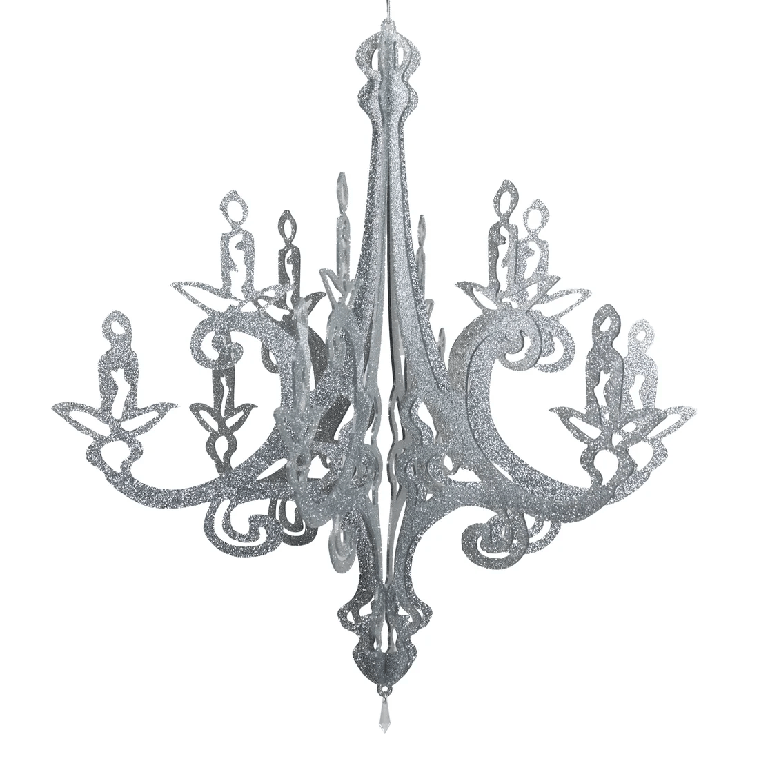 24 in 3D Interlocking Cutout Design Glittered Acrylic Chandelier Hanging Decor