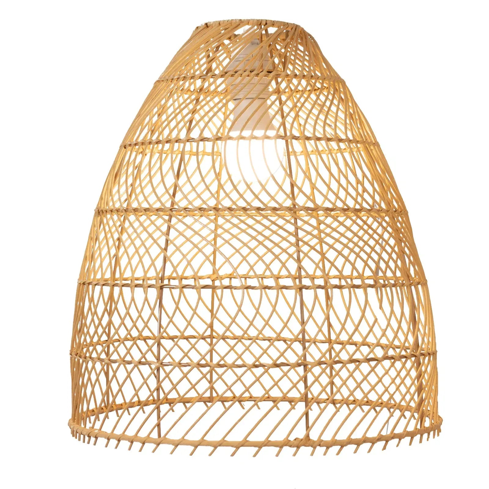 3 Natural Handwoven Rattan Cone Lampshade Covers