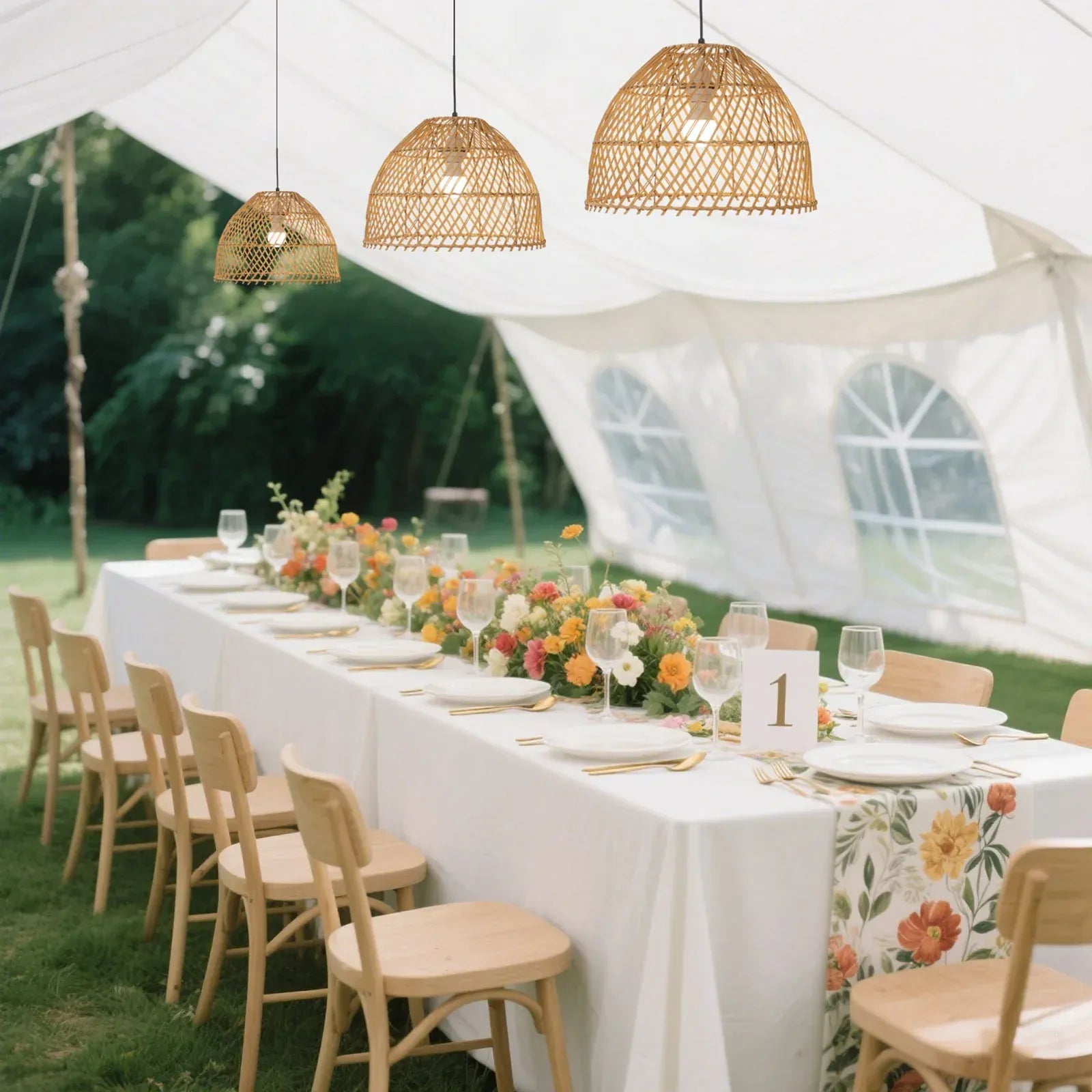 3 Natural Handwoven Rattan Dome Lamp Covers