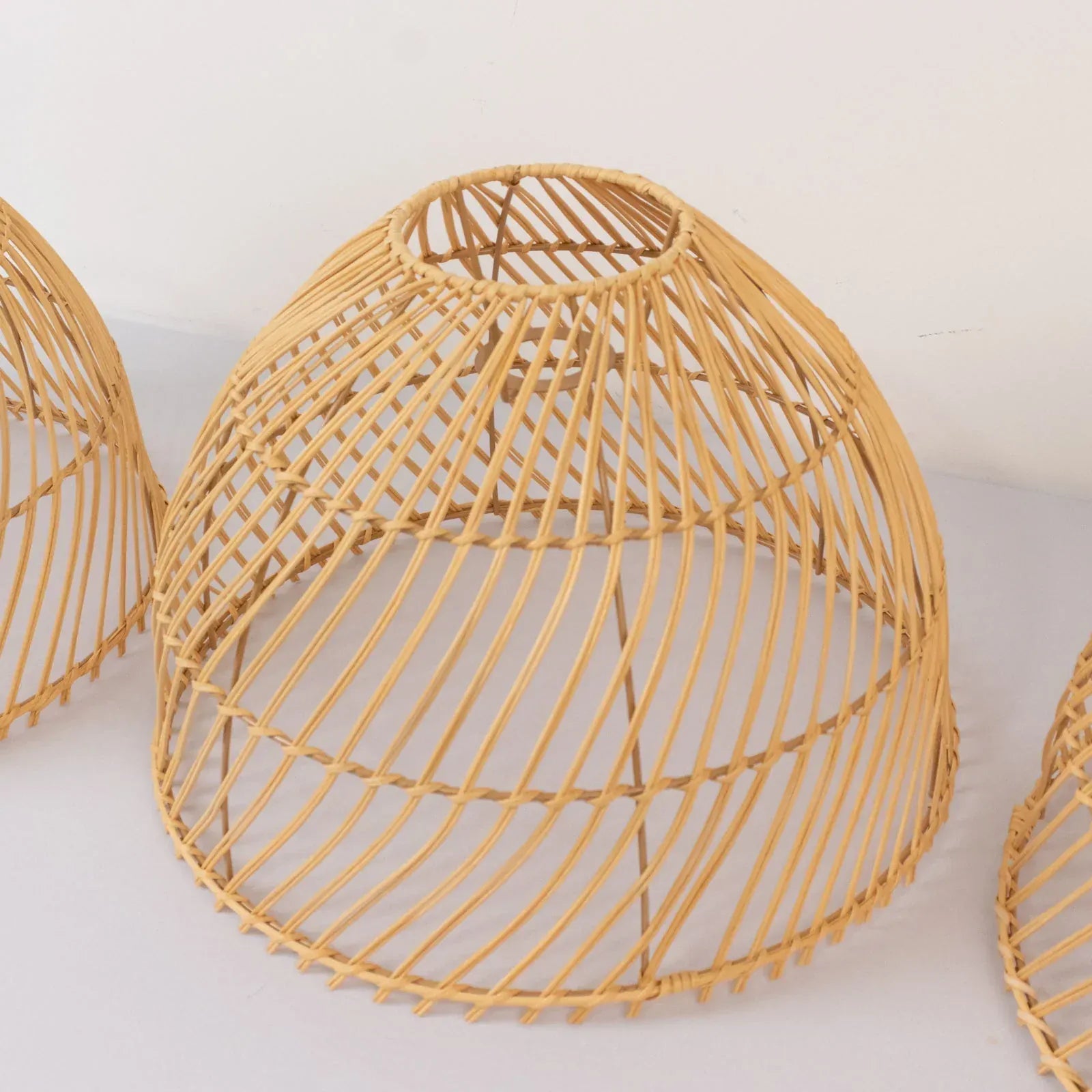 3 Natural Handwoven Rattan Dome Lamp Covers