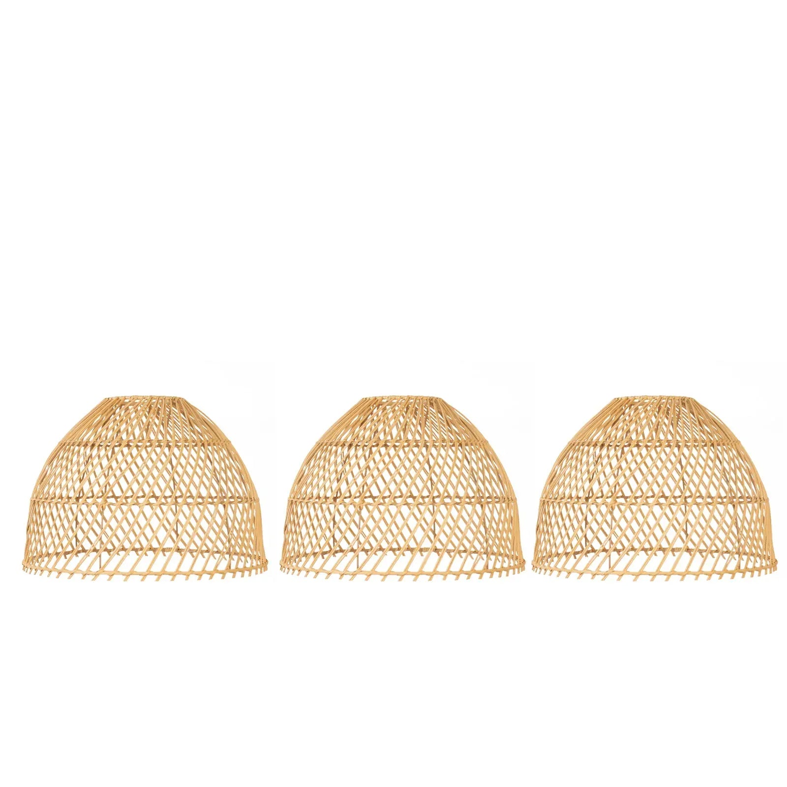 3 Natural Handwoven Rattan Dome Lamp Covers