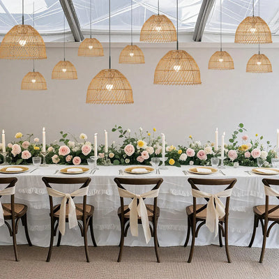 3 Natural Handwoven Rattan Dome Lamp Covers