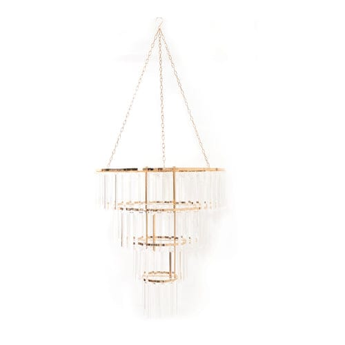 4-Tier Round Crystal Pendant Chandelier with Gold Metal Frame