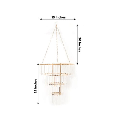4-Tier Round Crystal Pendant Chandelier with Gold Metal Frame