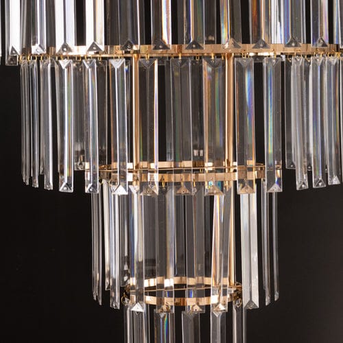 4-Tier Round Crystal Pendant Chandelier with Gold Metal Frame