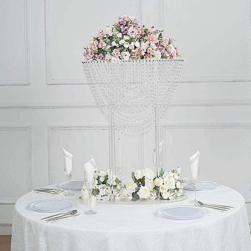 Clear 32 in Acrylic Flower Display Stand Crystal Chandelier Table Centerpiece