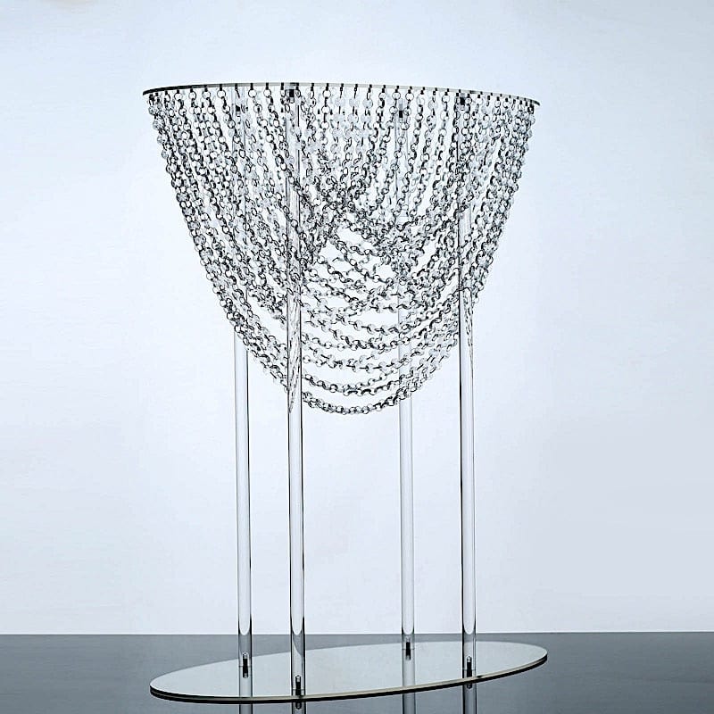 Clear 32 in Acrylic Flower Display Stand Crystal Chandelier Table Centerpiece