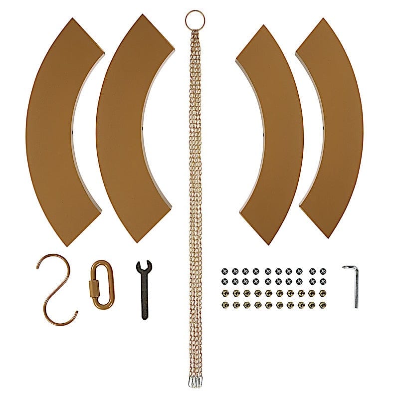 Round Gold Hanging Metal Floral Chandelier Frame