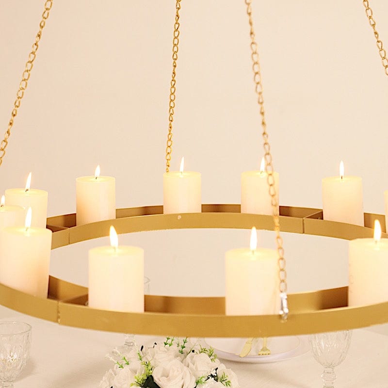 Round Gold Hanging Metal Floral Chandelier Frame