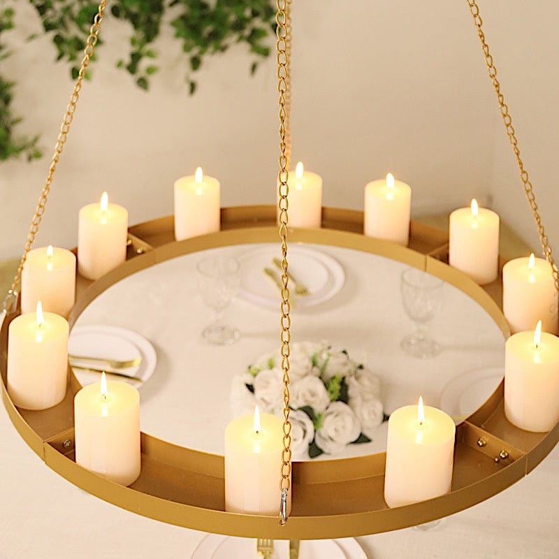 Round Gold Hanging Metal Floral Chandelier Frame