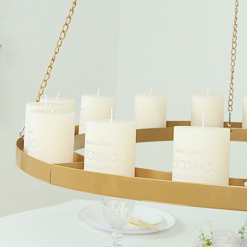 Round Gold Hanging Metal Floral Chandelier Frame