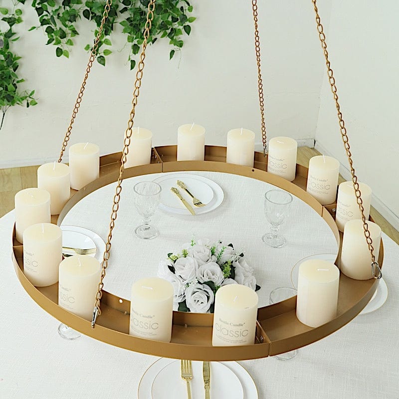 Round Gold Hanging Metal Floral Chandelier Frame
