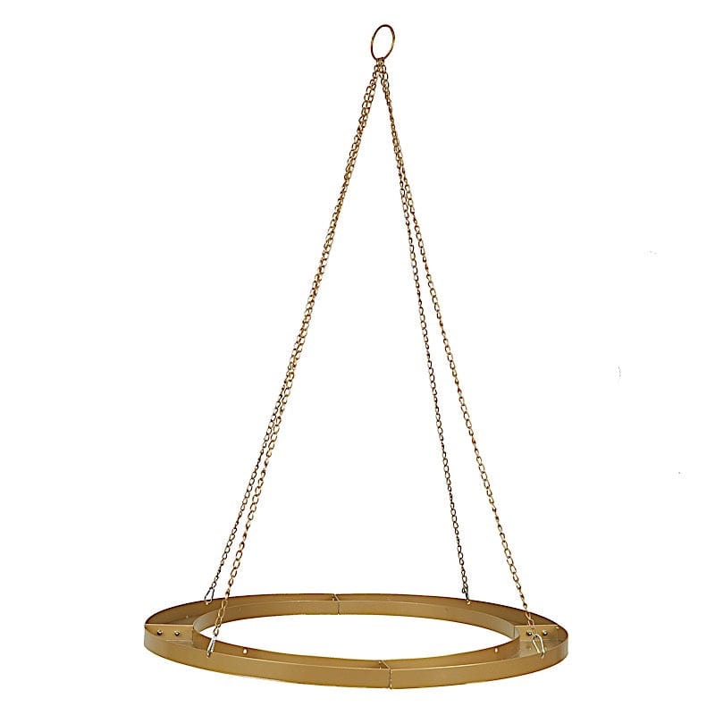 Round Gold Hanging Metal Floral Chandelier Frame