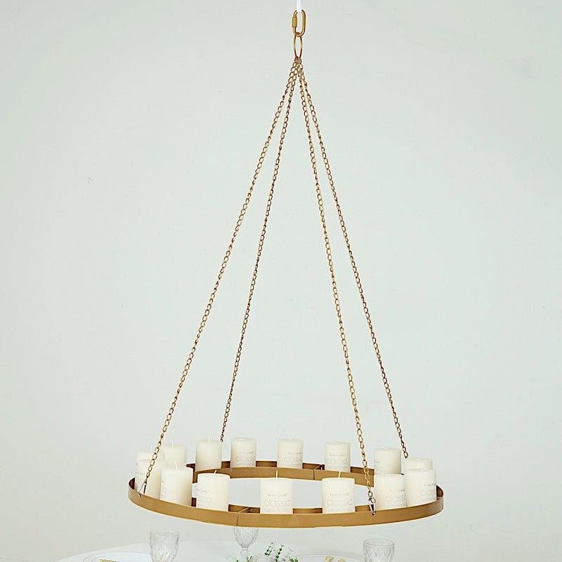 Round Gold Hanging Metal Floral Chandelier Frame