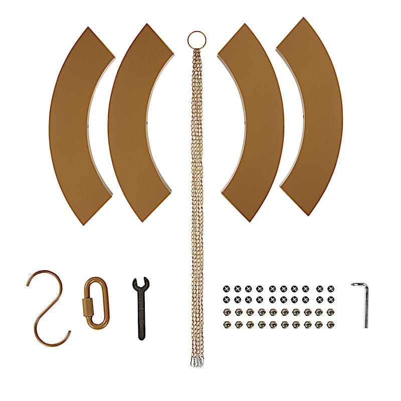 Round Gold Hanging Metal Floral Chandelier Frame