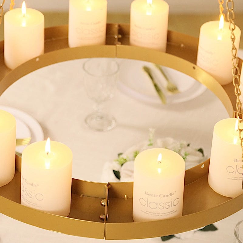 Round Gold Hanging Metal Floral Chandelier Frame