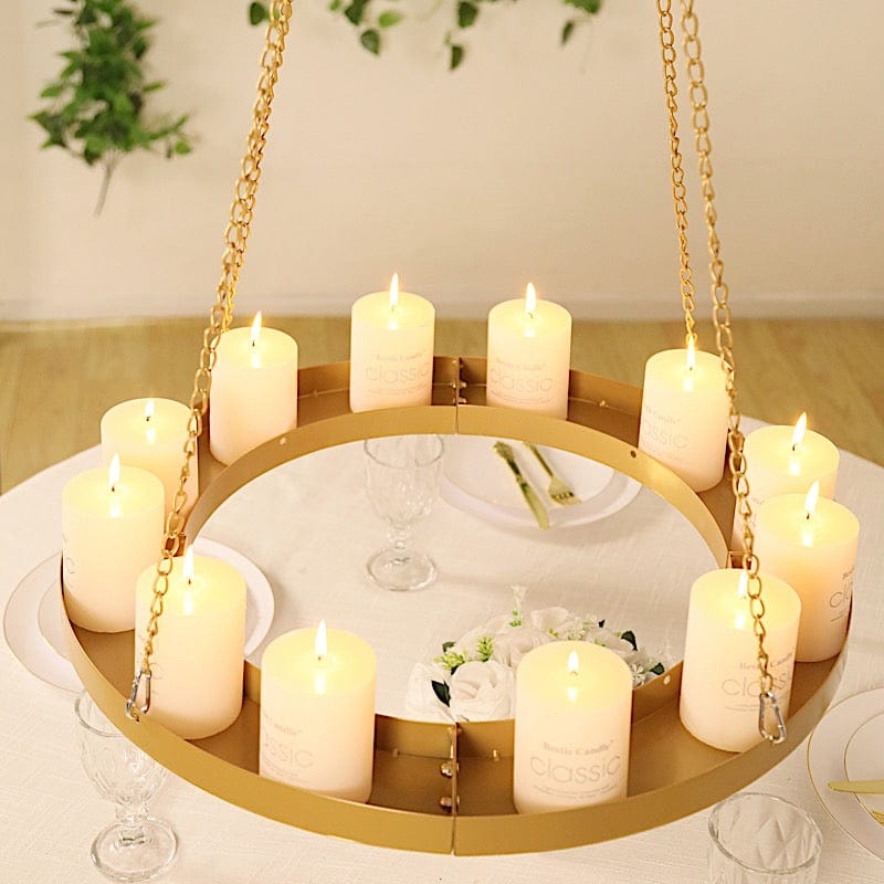Round Gold Hanging Metal Floral Chandelier Frame