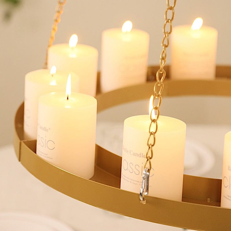 Round Gold Hanging Metal Floral Chandelier Frame