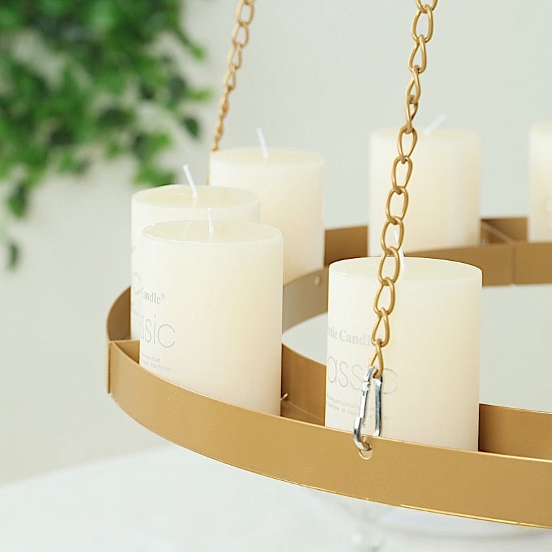 Round Gold Hanging Metal Floral Chandelier Frame