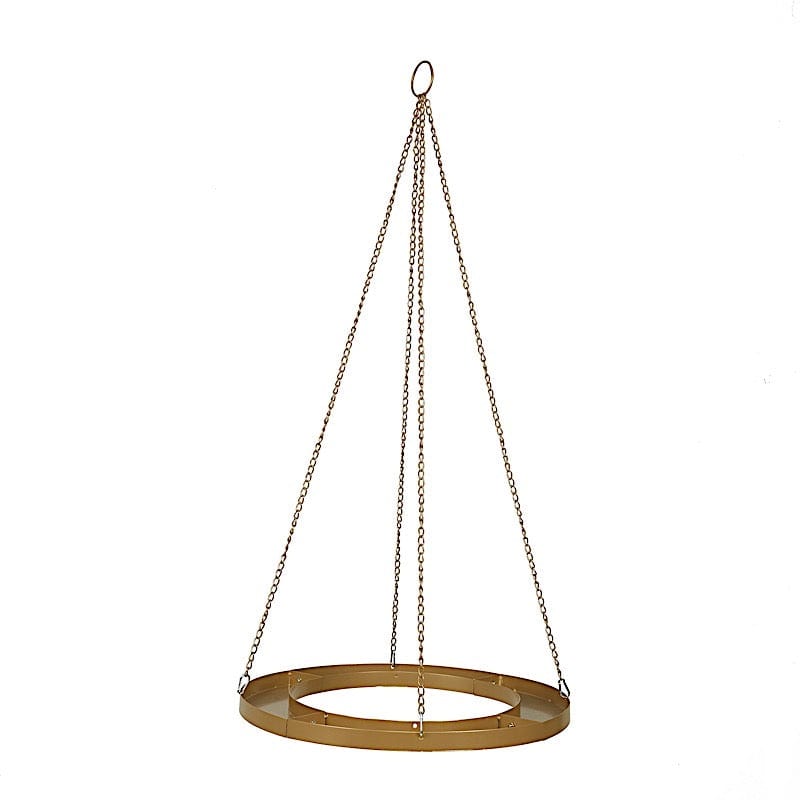 Round Gold Hanging Metal Floral Chandelier Frame