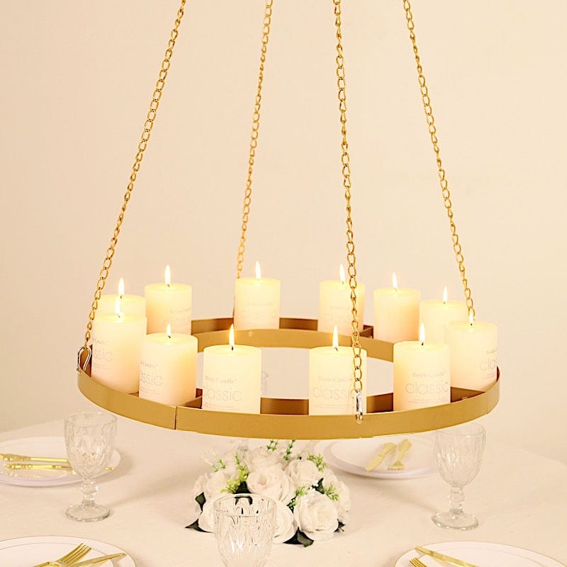 2x Chrome Chandelier Round Frame Shelf – 22cm & 33cm – Wedding Centerpiece Decor
