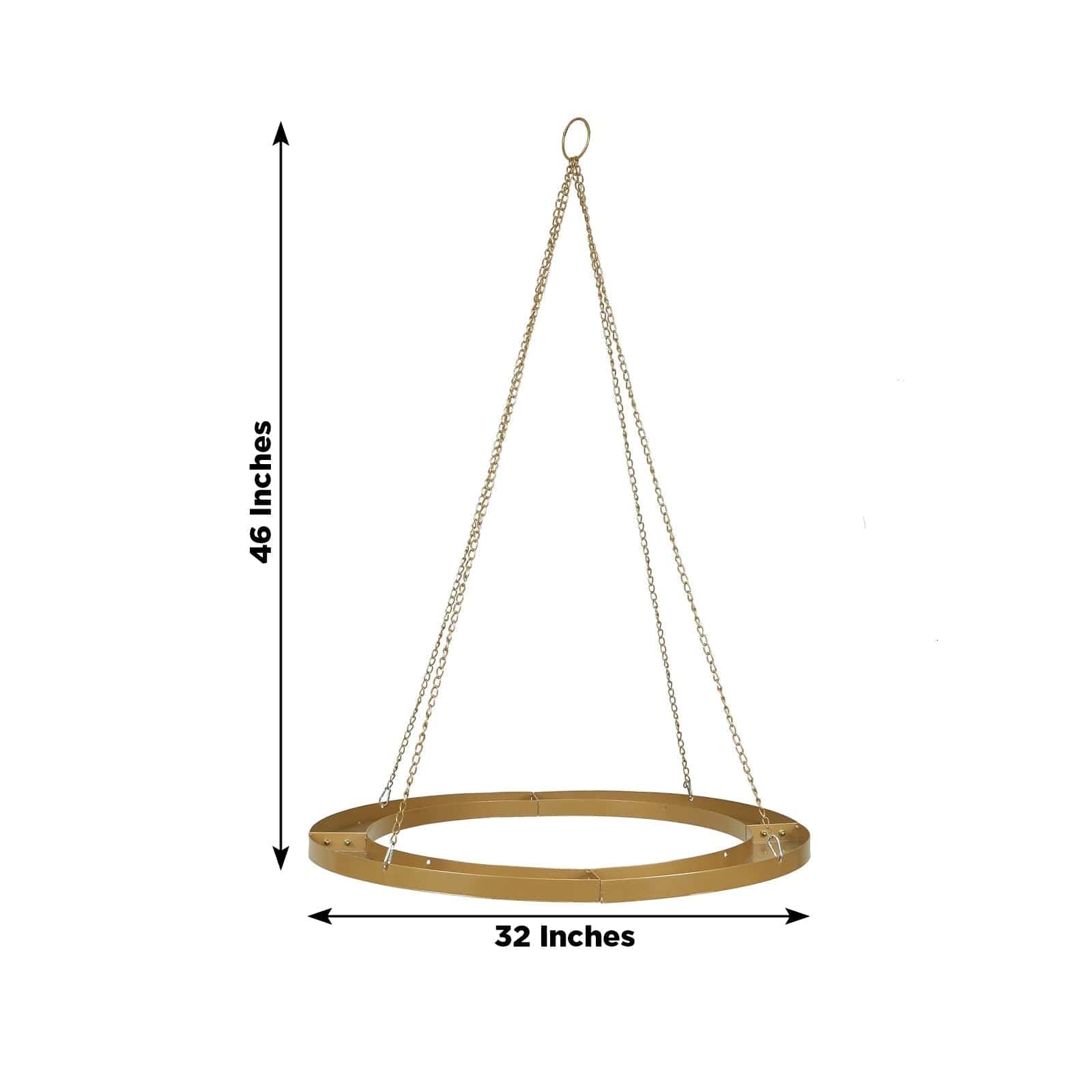 Round Gold Hanging Metal Floral Chandelier Frame