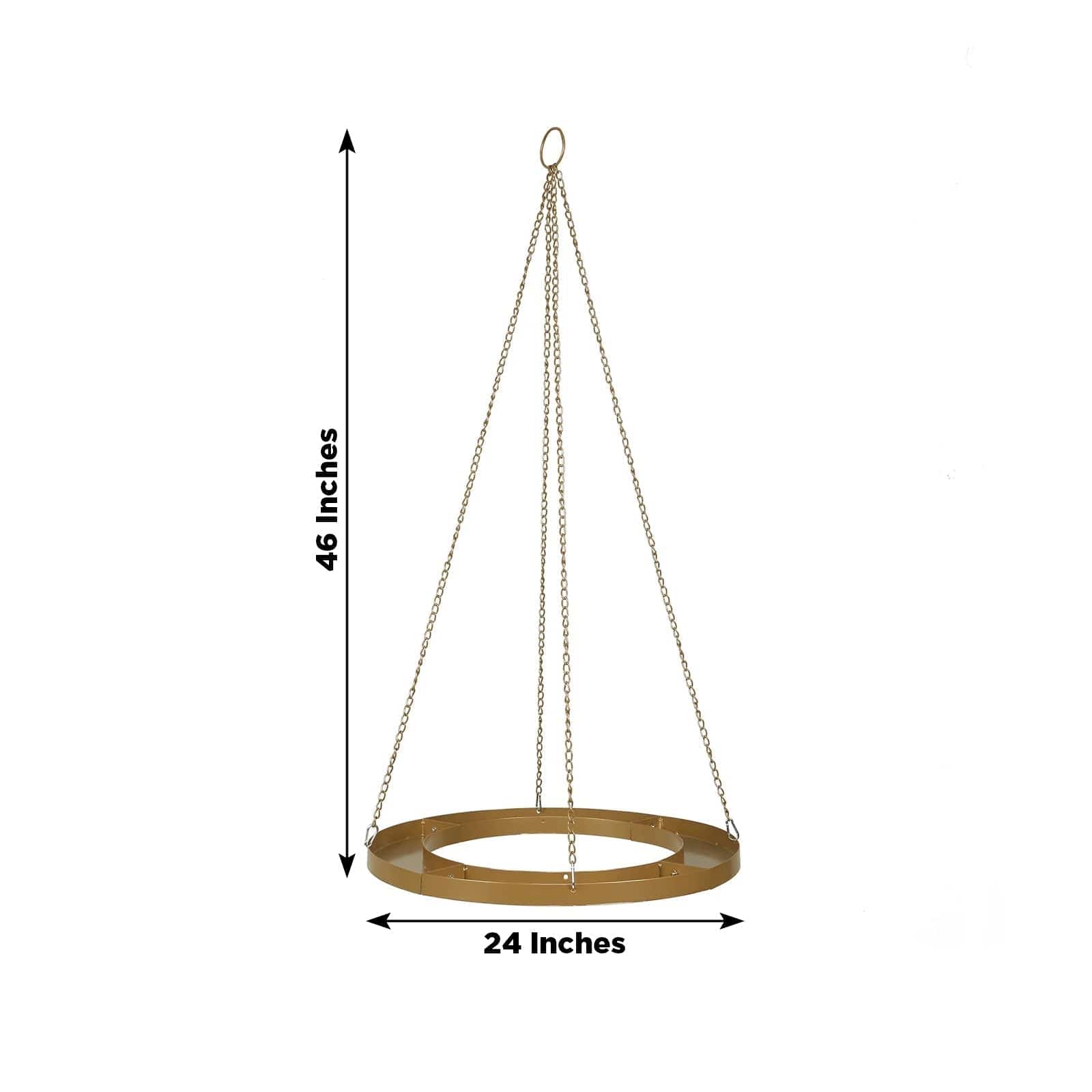 Round Gold Hanging Metal Floral Chandelier Frame