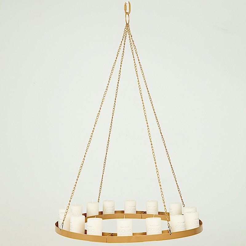 Round Gold Hanging Metal Floral Chandelier Frame