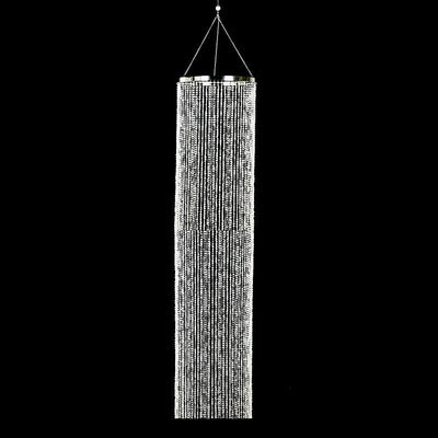 Round Hanging Beaded Crystal Column Chandelier - Clear