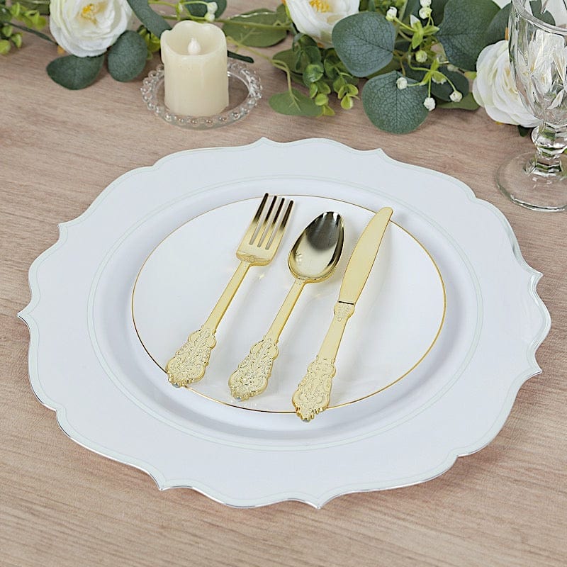 10 Pack 13 in Round Plastic Charger Plates with Scalloped Rim