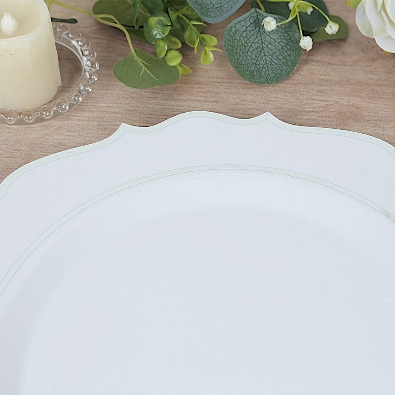 10 Pack 13 in Round Plastic Charger Plates with Scalloped Rim