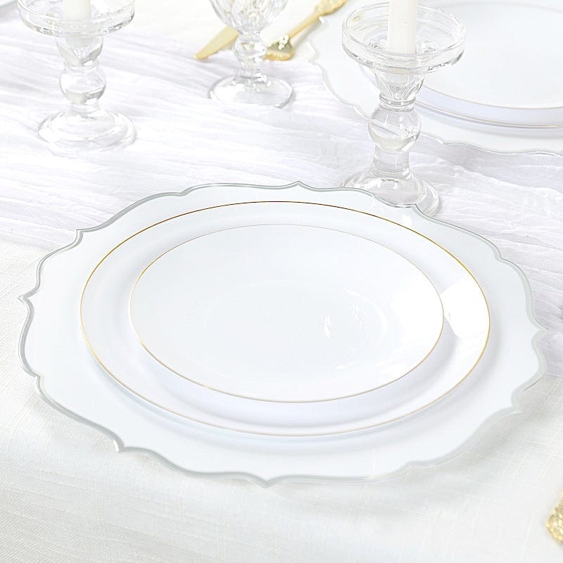 10 Pack 13 in Round Plastic Charger Plates with Scalloped Rim