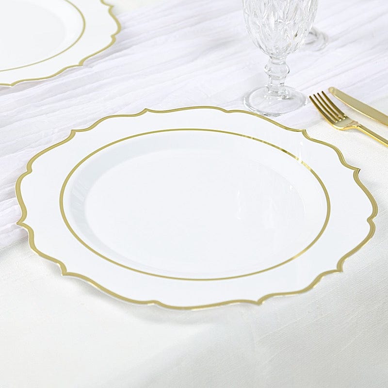 10 Pack 13 in Round Plastic Charger Plates with Scalloped Rim