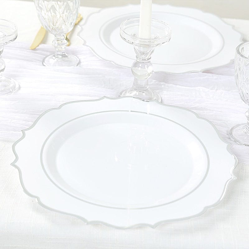 10 Pack 13 in Round Plastic Charger Plates with Scalloped Rim