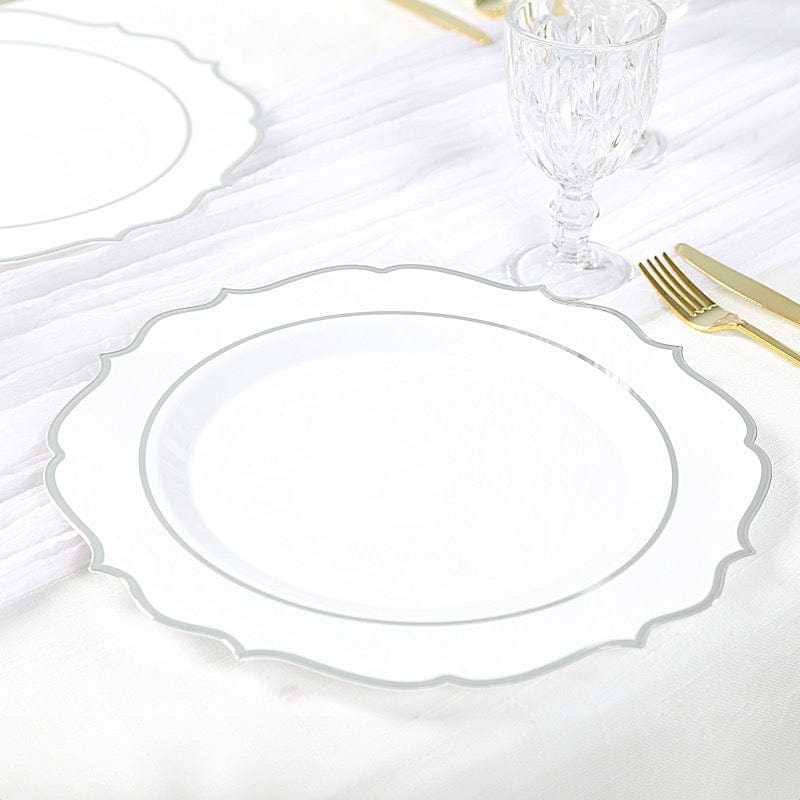 10 Pack 13 in Round Plastic Charger Plates with Scalloped Rim