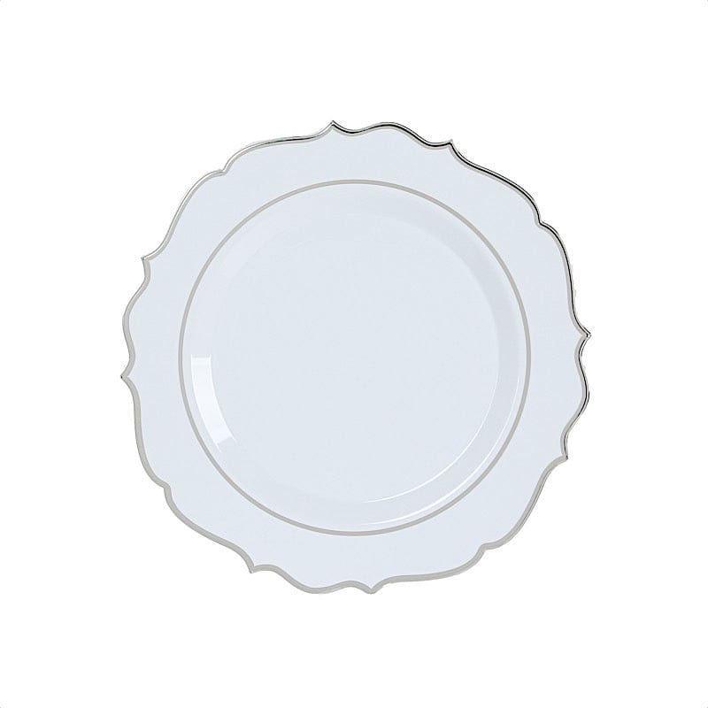 10 Pack 13 in Round Plastic Charger Plates with Scalloped Rim