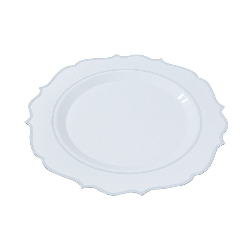 10 Pack 13 in Round Plastic Charger Plates with Scalloped Rim