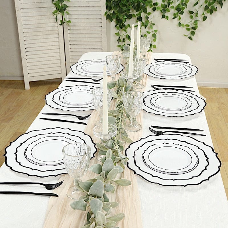 10 Pack 13 in Round Plastic Charger Plates with Scalloped Rim